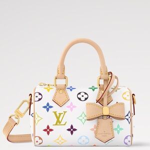 Louis Vuitton White Multicolor Murakami Nano Speedy Bag